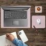 Kit Deskpad Para Mouse Tablet Notebook 43x30cm + 20x20cm + Apoio De Copos Rosa