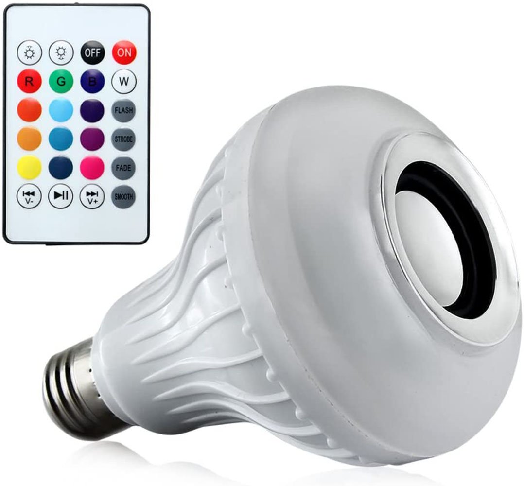 Lampada Luz LED RGB Bluetooth Música Caixa Som + Controle