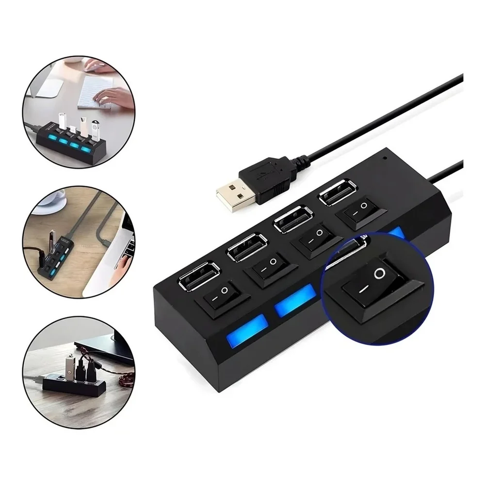 Imagem 2 de 5 do produto Hub 4 Portas Usb Com Controle Individual On Off Kapbom Ka-h4u