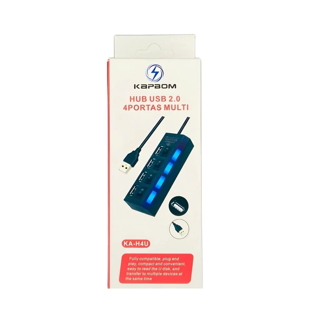 Imagem 3 de 5 do produto Hub 4 Portas Usb Com Controle Individual On Off Kapbom Ka-h4u