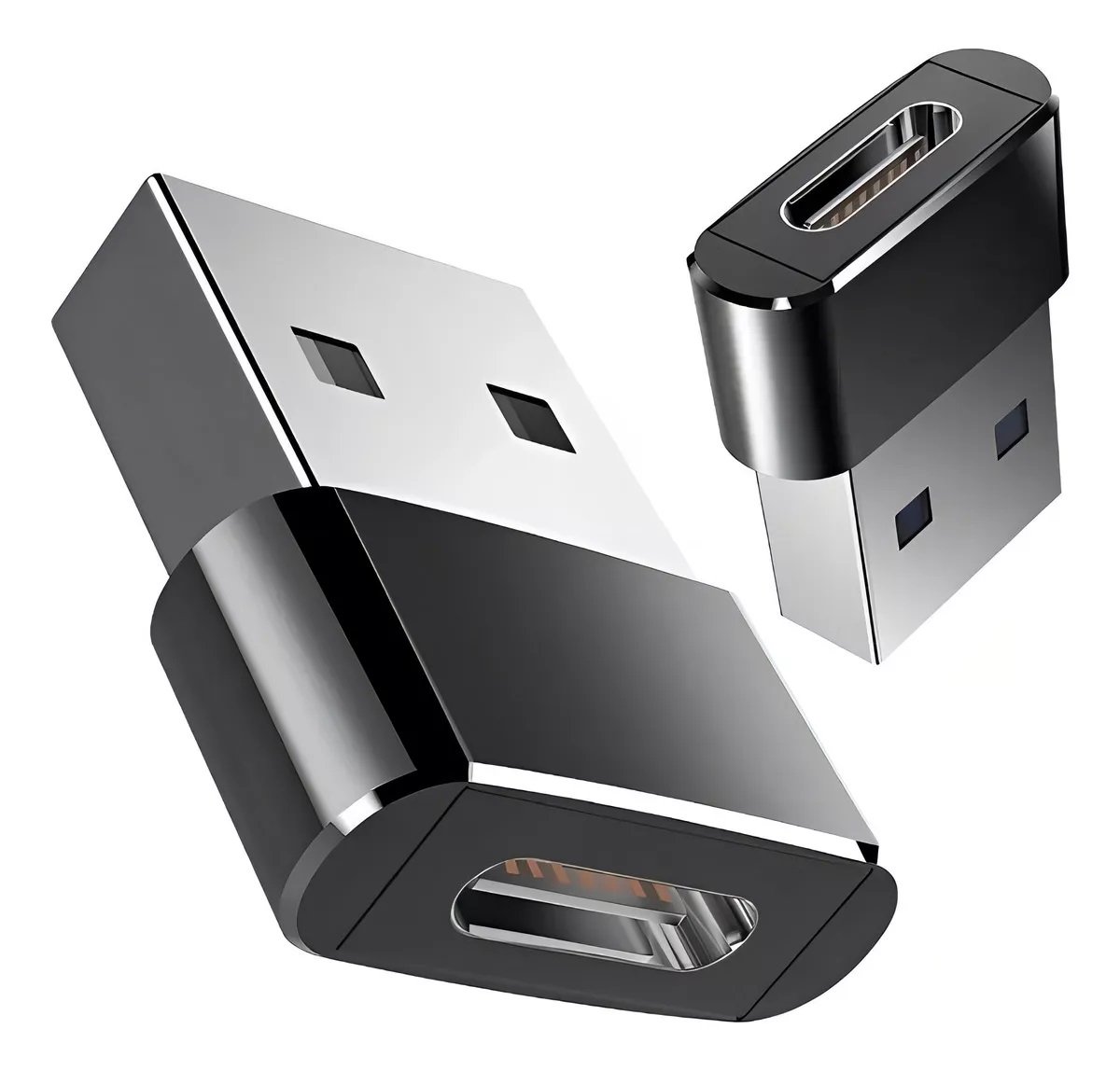 Adaptador Plug Usb 3.1 Tipo C Fêmea X Usb 2.0 Macho Otg Cor Preto