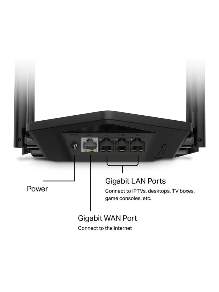 Imagem 2 de 5 do produto Roteador Mercusys Mr80x V4 Wi-fi 6 Ax3000 Preset Dual Band Gigabit 4 Ant