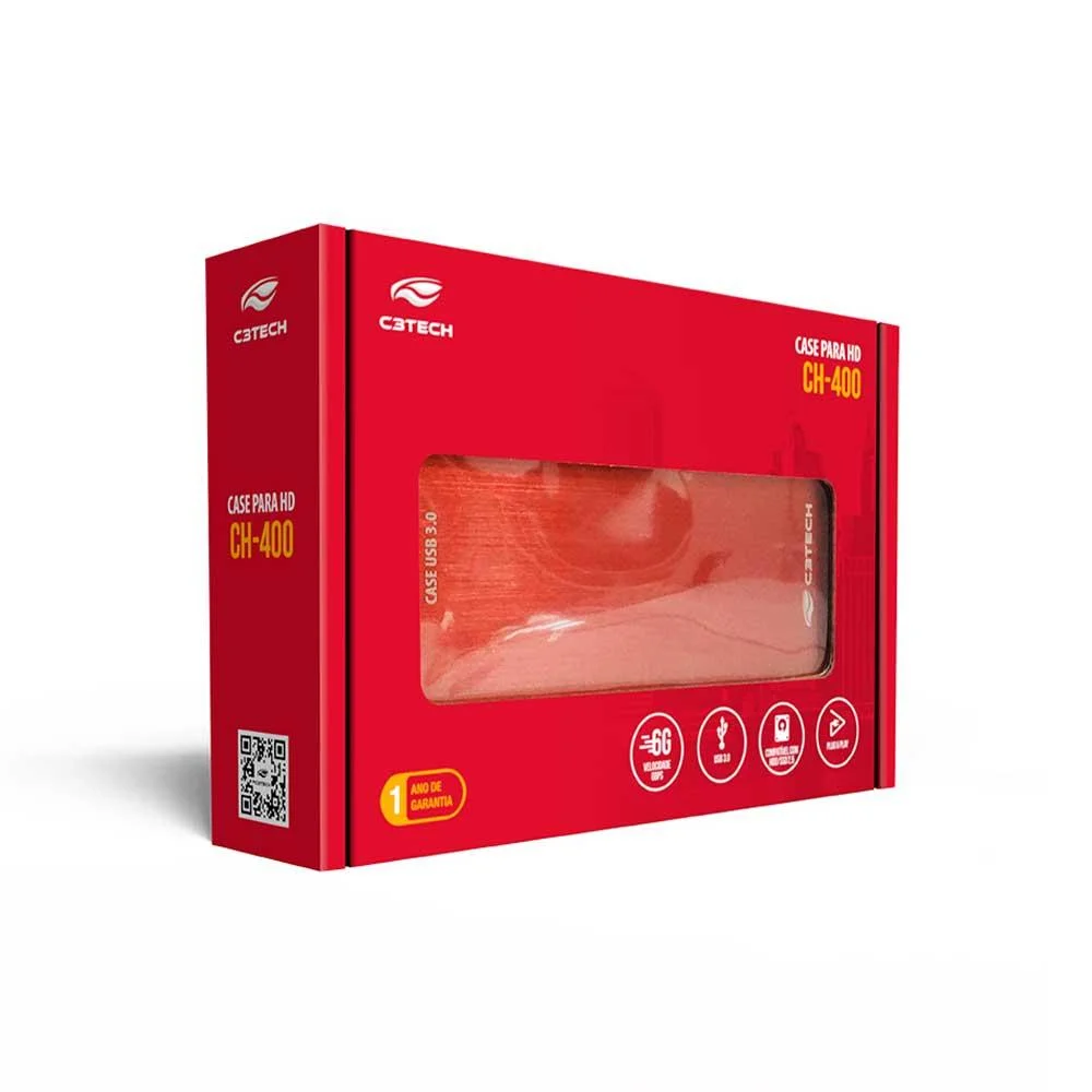 Gaveta C3tech Para Hd Externo 2,5" Usb 3.0 Ch-400rd Vermelho Gaveta C3tech Para Hd Externo 2,5" Usb 3.0 Ch-400rd Vermelho