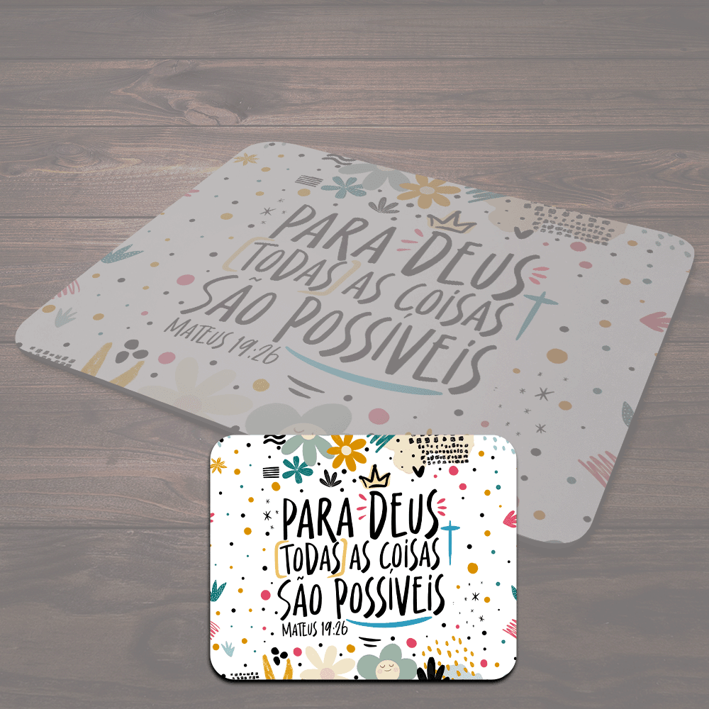 Imagem 2 de 4 do produto Mouse Pad Motivação Para Deus Todas As Coisas São Possíveis