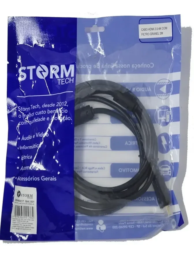Imagem 5 de 5 do produto Cabo HDMI 4k C/ Filtro 2m Cbhm0017 Preto Storm