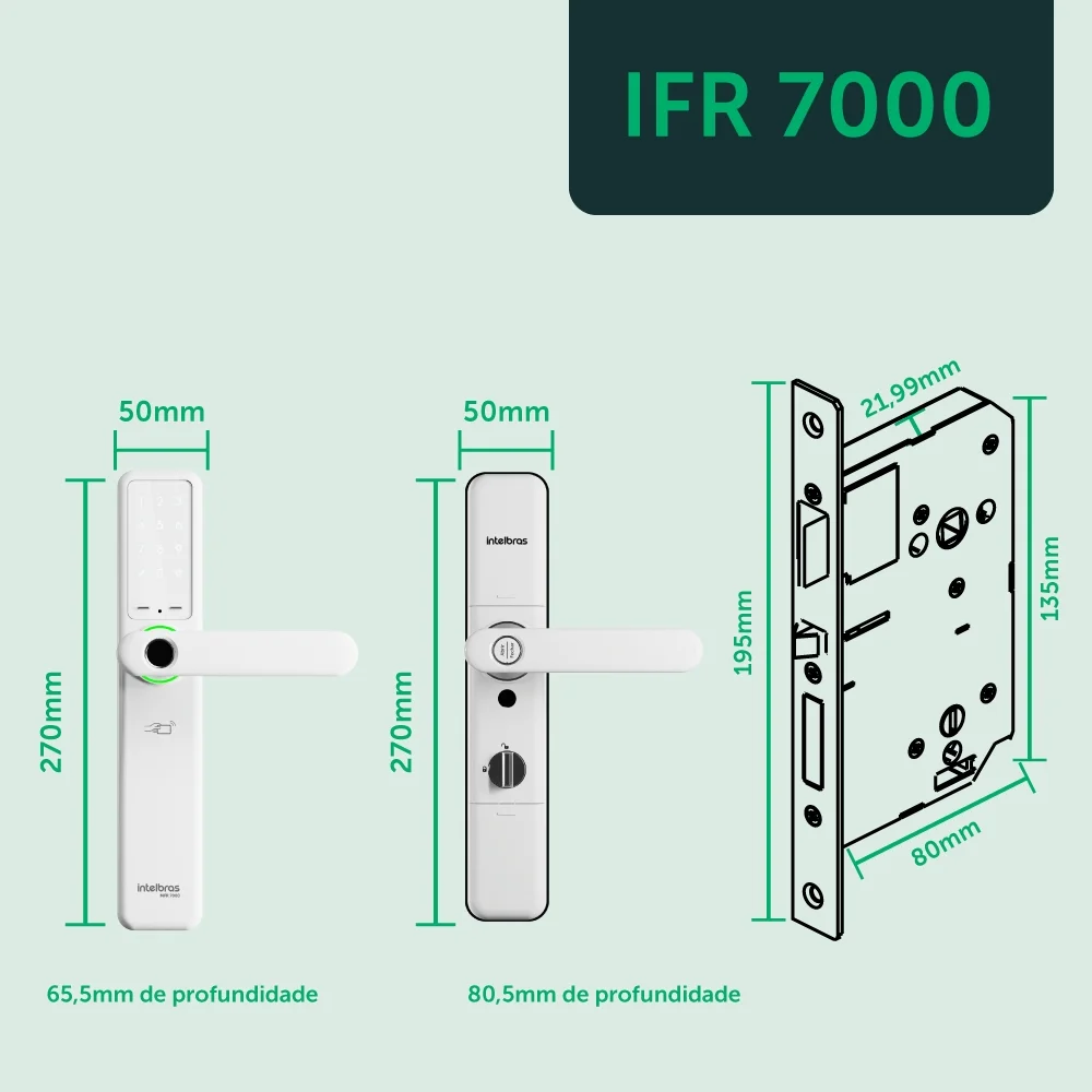 Imagem 2 de 5 do produto Fechadura Inteligente De Embutir Com Biometria Ifr 7000 Branca Intelbras