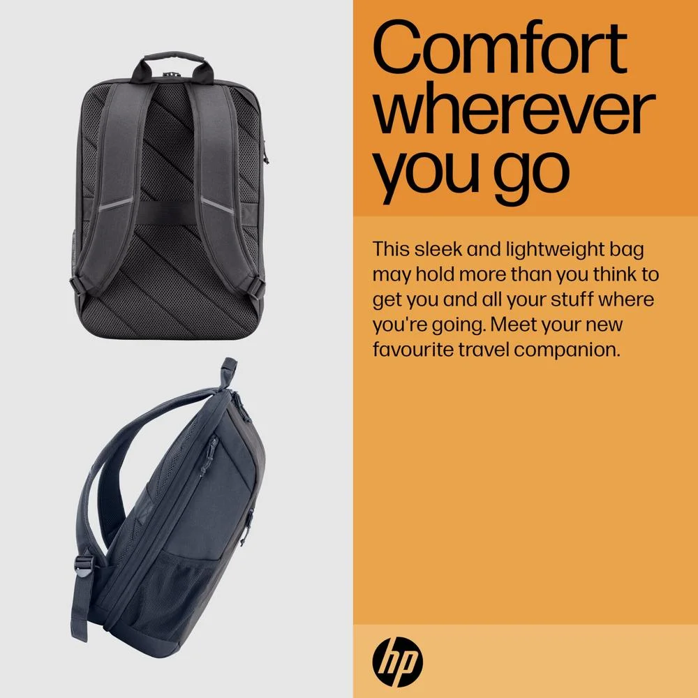 Imagem 3 de 5 do produto Mochila Para Laptop Hp Travel 18l 15,6 " - Leve E Estilosa - Expansível Para 21l - Múltiplos Bolsos - Zíperes Traváveis - Cinza Ferro.