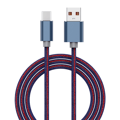 Cabo De Dados De Carregamento Usb Tipo Micro De Tecido Jeans Azul Appacs