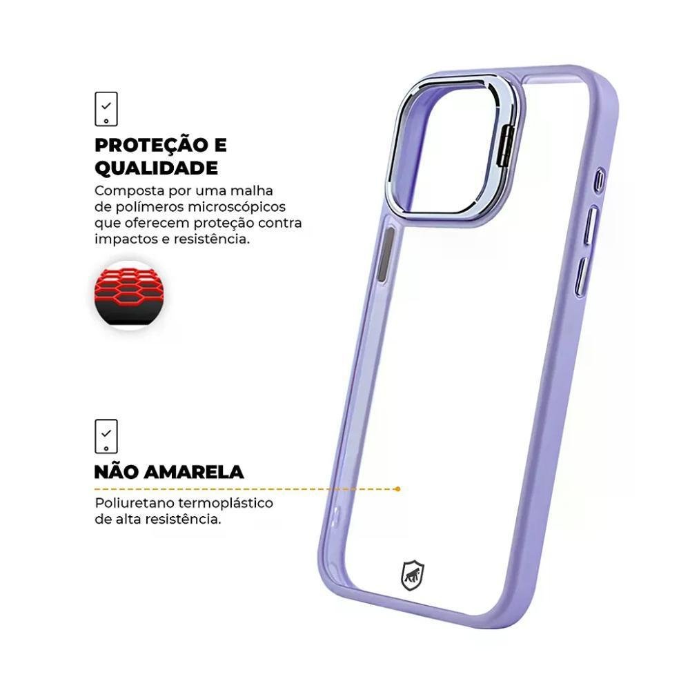 Imagem 2 de 5 do produto Kit Capa Gravity Lilás E Película Ultra Safe Para Iphone 15 Pro - Gshield
