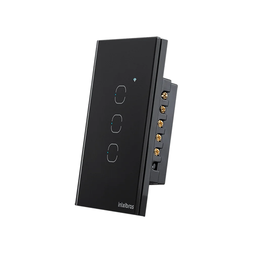 Imagem 4 de 5 do produto Interruptor Touch Inteligente Zigbee 3 Teclas Ezs 1003 Preto Intelbras
