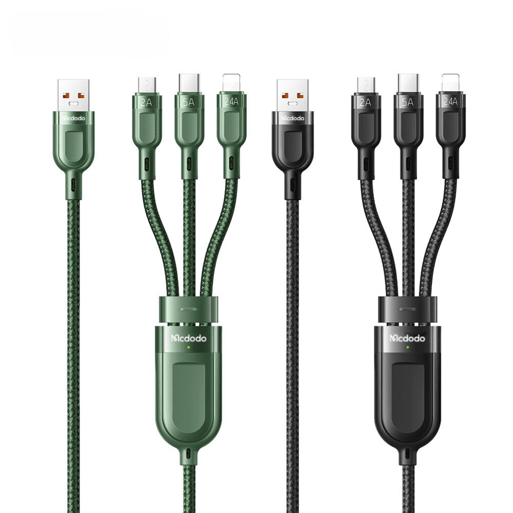 Cabo Carregador 3 Em1 Lightning Tipo C Micro Usb 66w/6a 1,2m