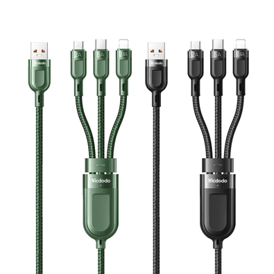 Cabo Carregador 3 Em1 Lightning Tipo C Micro Usb 66w/6a 1,2m