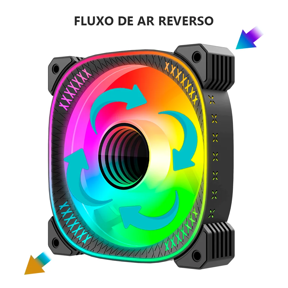 Cooler Fan Reverse Ty1 Led Infinito, Pwm 4 Pinos, ARGB 5v 3 Pinos, 120mm, Preto, Coolmoon CM-TY1-B-R 7