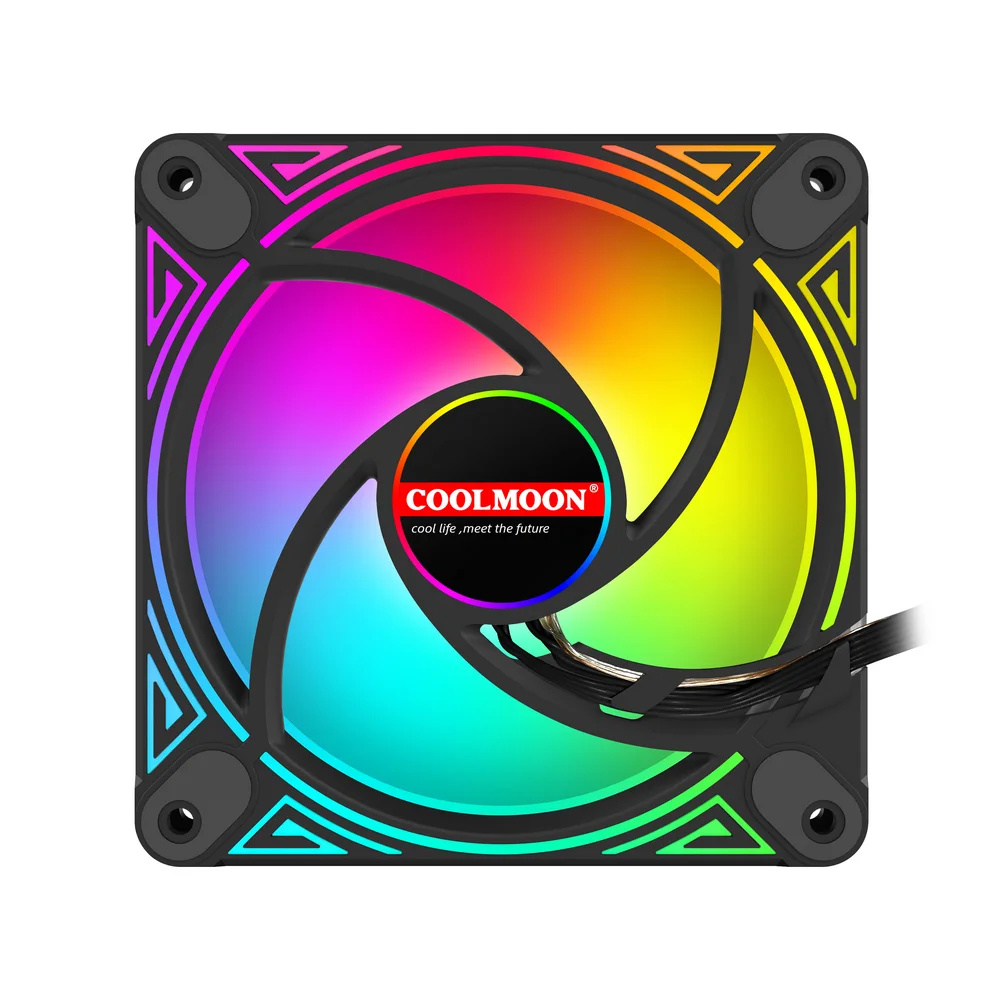 Imagem 2 de 5 do produto Cooler Fan Dm1 Led Infinito, Pwm 4 Pinos, ARGB 5v 3 Pinos, 120mm, Preto, Coolmoon CM-DM1-B