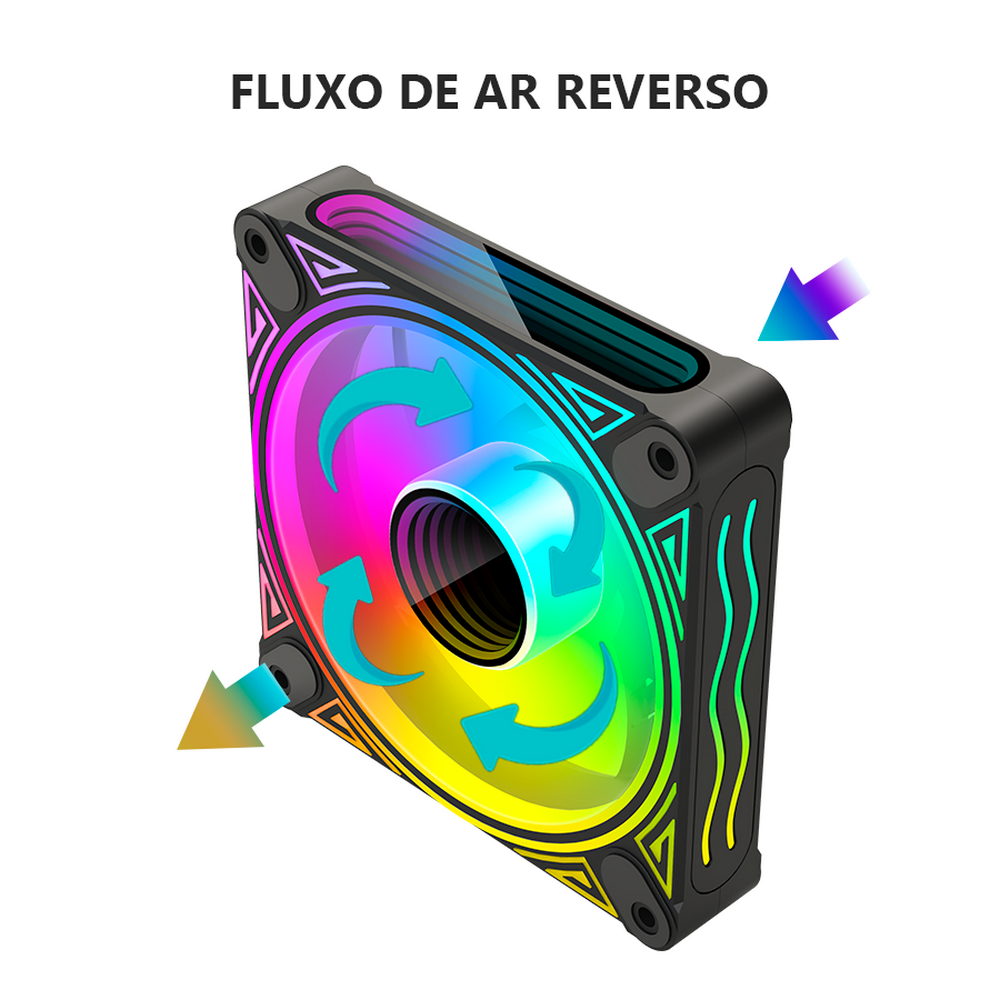 Imagem 3 de 5 do produto Cooler Fan Reverso Dm1 Led Infinito, Pwm 4 Pinos, ARGB 5v 3 Pinos, 120mm, Preto, Coolmoon CM-DM1-B-R
