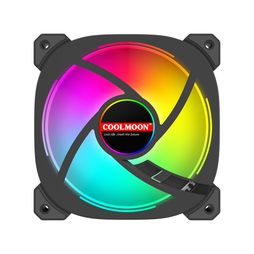 Cooler Fan Ty1 Led Infinito, Pwm 4 Pinos, ARGB 5v 3 Pinos, 120mm, Preto, Coolmoon CM-TY1-B 6