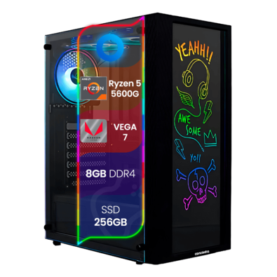 PC Gamer Top Concórdia Processador Ryzen 5 5600g 8GB SSD 256gb Fonte 500w