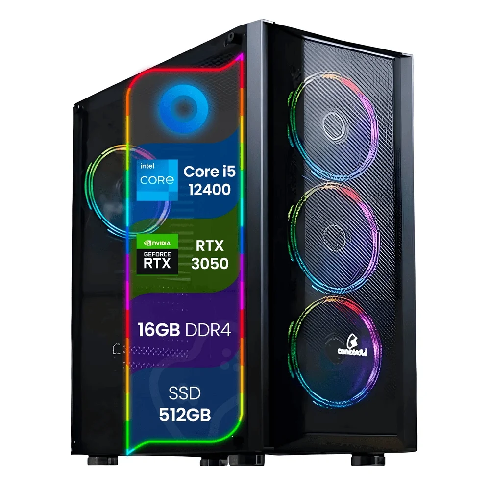 PC Gamer Top Concórdia Processador i5 12400 16gb SSD 512gb Placa 3050 Fonte 600w