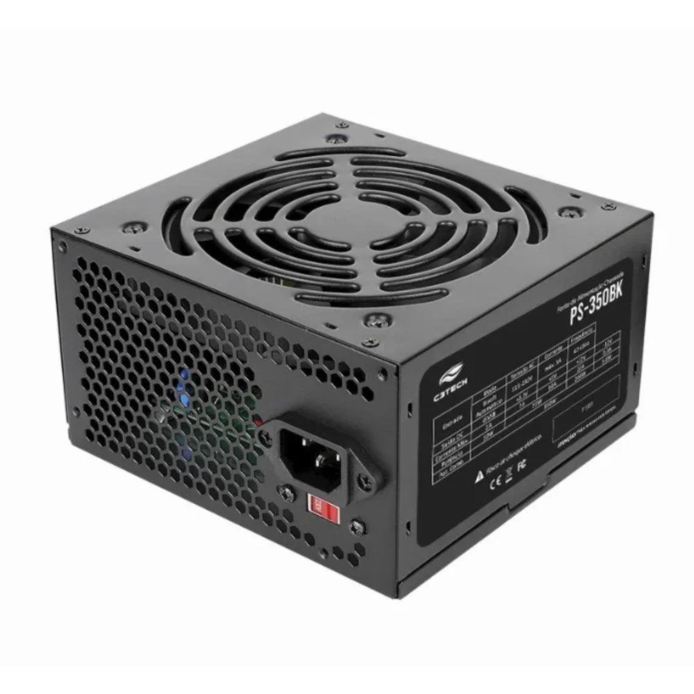 Fonte Atx 350w Real Gamer C3tech Ps-350bk 24 Pinos Com Chave