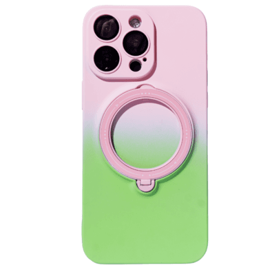 Capa Telefone Suporte Magsafe Em Gradiente Compatível Iphone Cor:rosa/verde;modelo Iphone:ip 14