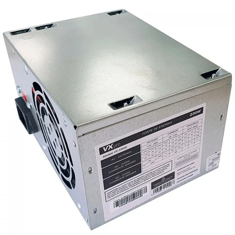 Fonte Atx 230w Bivolt Prata - Vxpro 230se PC Sem Cabo