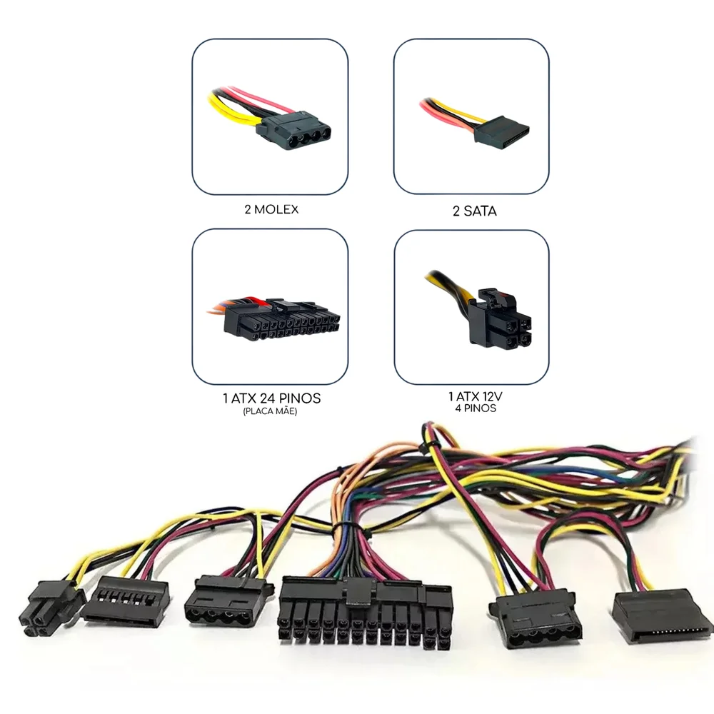 Fonte Atx 230w Bivolt Prata - Vxpro 230se PC Sem Cabo Fonte Atx 230w Bivolt Prata - Vxpro 230se PC Sem Cabo