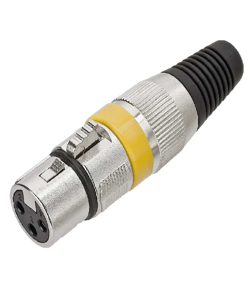 Imagem 2 de 5 do produto Plugs Xlr Cannon Fêmea Profissional Amarelo 5pçs