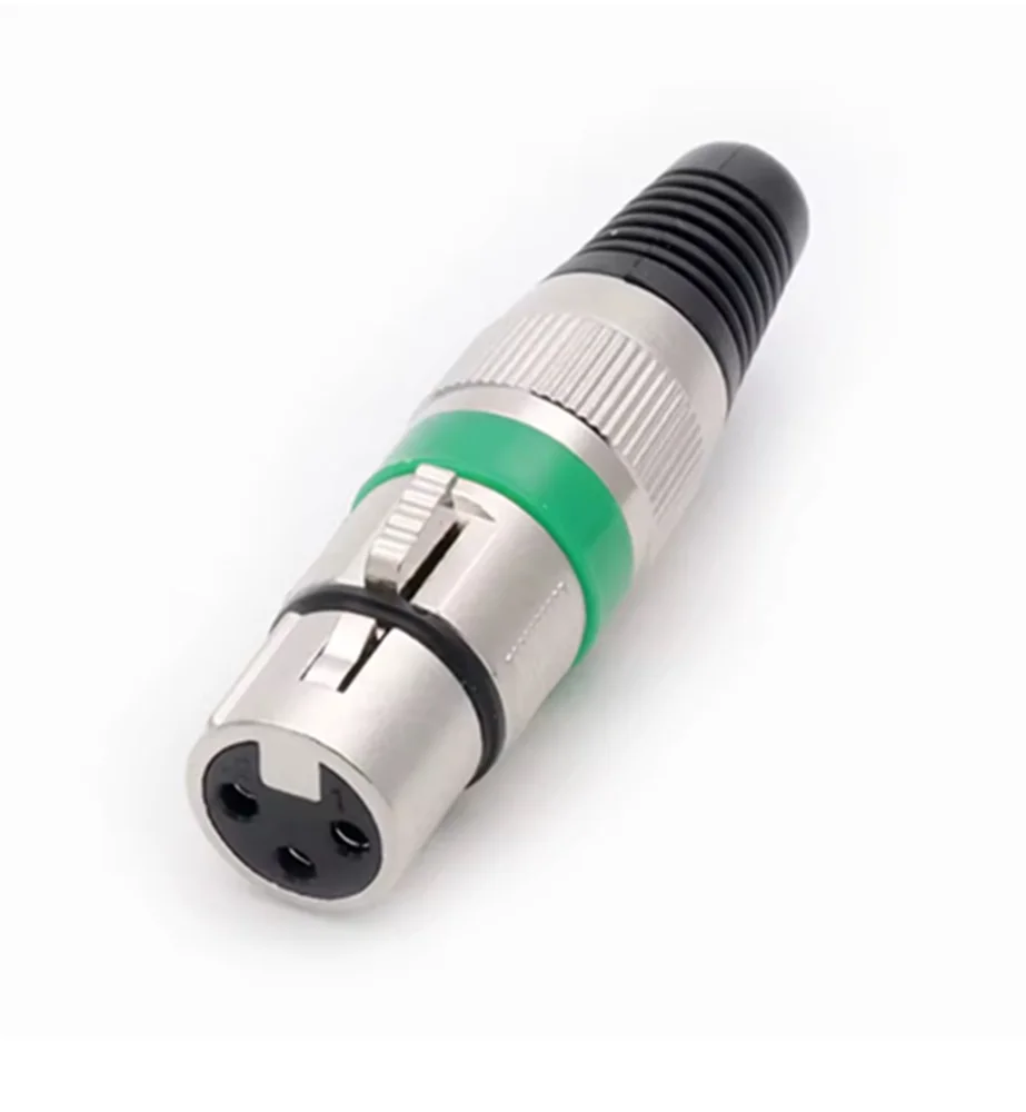 Imagem 2 de 5 do produto Plugs Xlr Cannon Fêmea Profissional Verde 5pçs