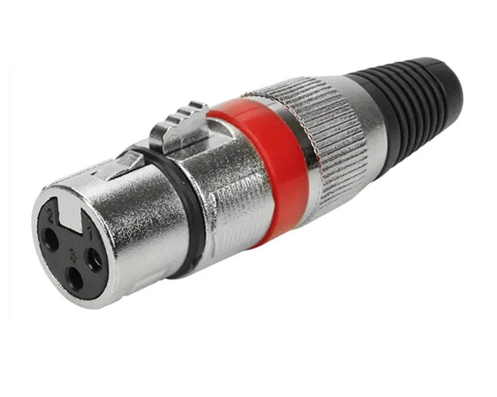 Imagem 3 de 5 do produto Plug Xlr Cannon Fêmea Profissional Vermelho 5pçs