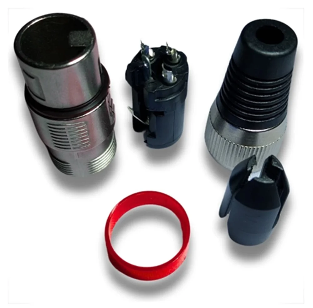 Imagem 5 de 5 do produto Plug Xlr Cannon Fêmea Profissional Vermelho 5pçs