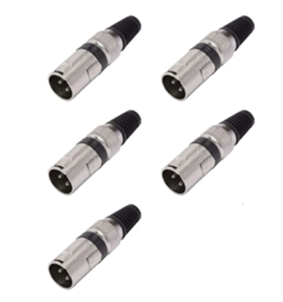 Imagem 4 de 5 do produto Plugs Xlr Cannon Macho Profissional Preto 5pçs