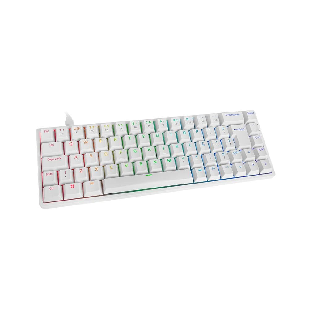 Teclado Mecânico Akko 3068s Branco Abnt2 Switch Akko Orange Teclado Mecânico Akko 3068s Branco Abnt2 Switch Akko Orange
