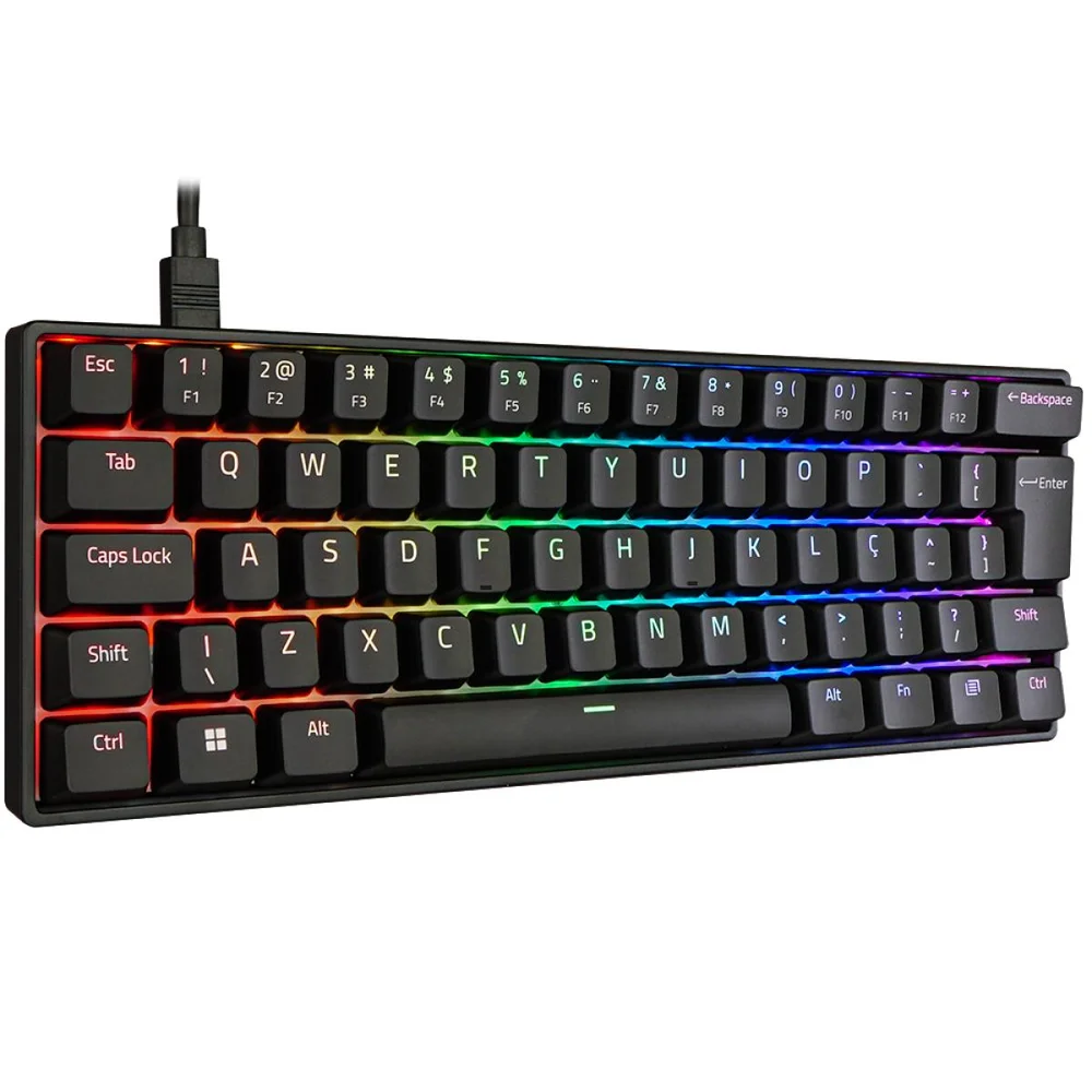 Imagem 2 de 4 do produto Teclado Gamer Mecânico Akko 3061s, RGB, 60%, Abnt2, Switch Akko Pink