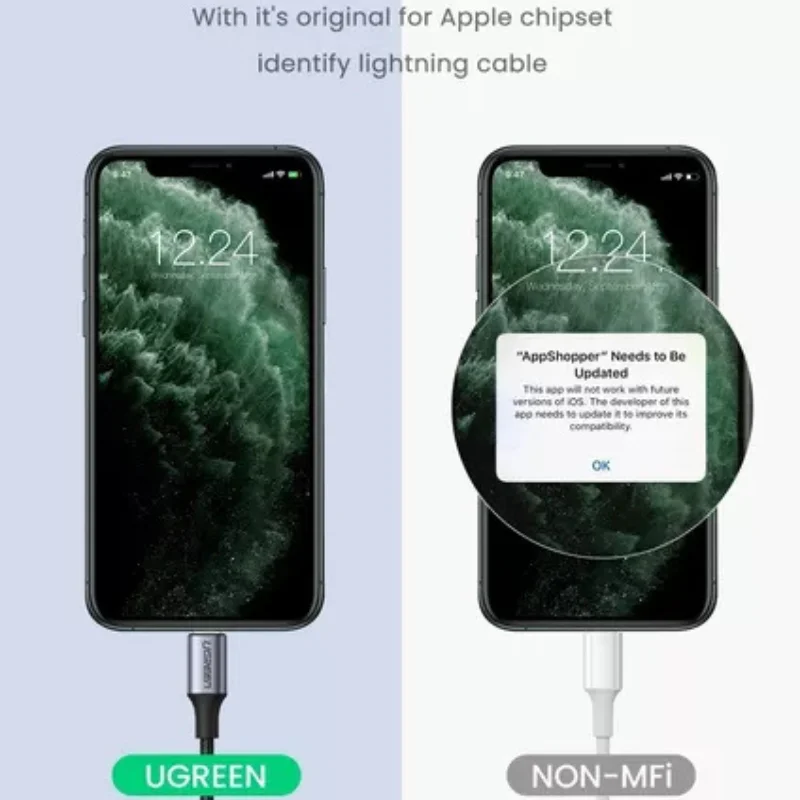 Imagem 3 de 5 do produto Cabo Áudio Ugreen Lightning P Conector 3.5mm 1m Cert Mfi.