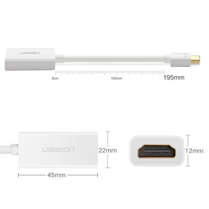Imagem 4 de 5 do produto Adaptador Ugreen Mini Displayport Para HDMI - Branco.