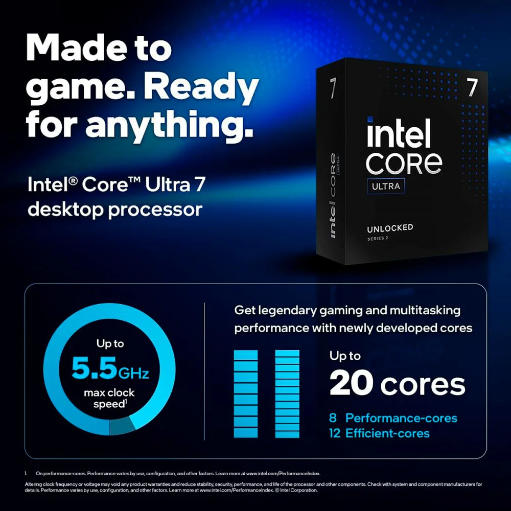 Processador Intel Core Ultra 7 265k Arrow Lake 3.9ghz 5.5ghz Turbo 20cores 20threads LGA 1851 Video Integrado. 5