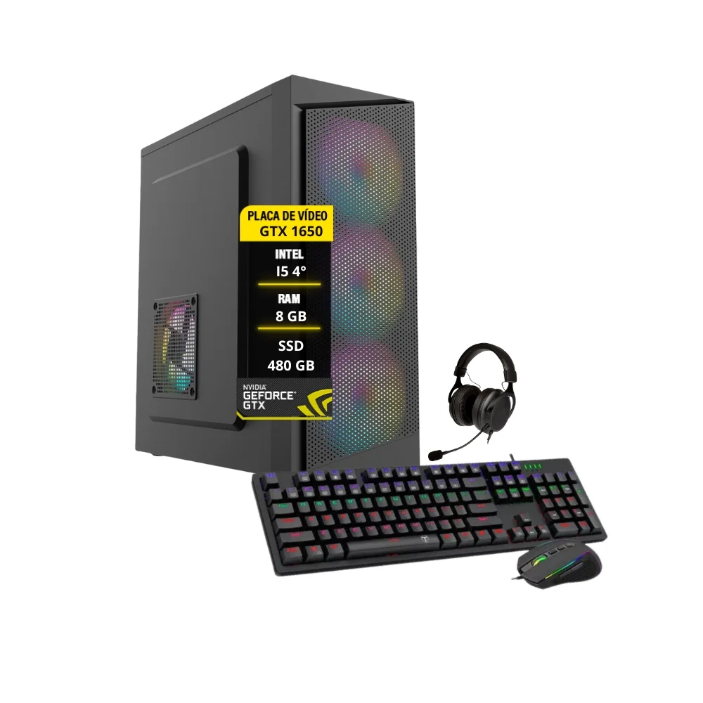 PC Gamer Intel Core i5 4° 8GB Memoria Placa Gtx1650 SSD480GB