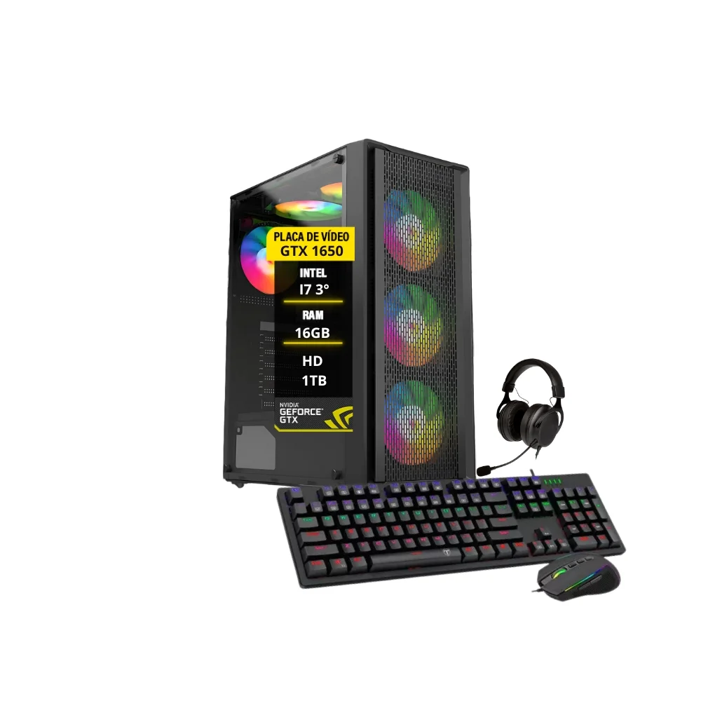 PC Gamer Intel I7 Placa Gtx 1650 Memoria 16gb Hd1TB + SSD120GB
