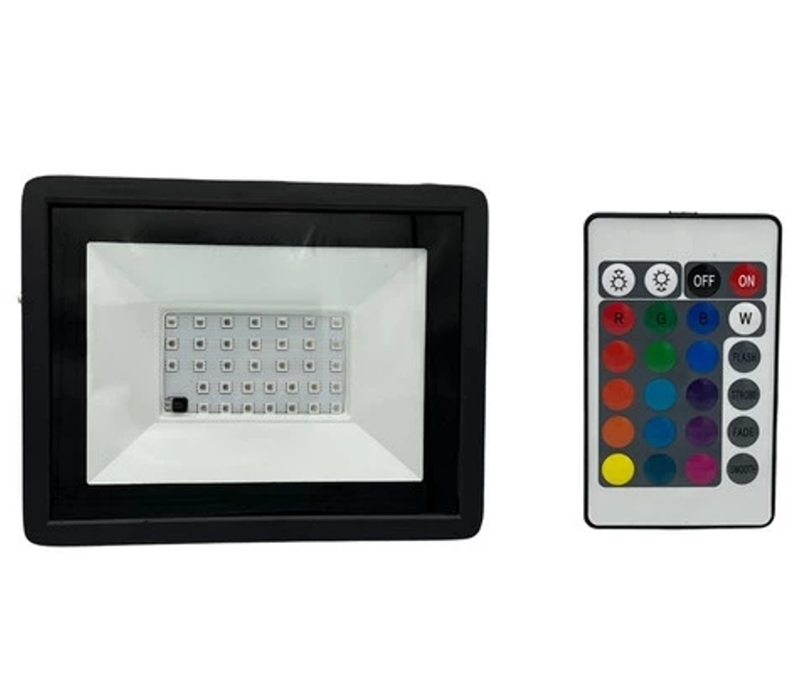 Refletor Holofote LED 200w Cores RGB C/ Controle Remoto