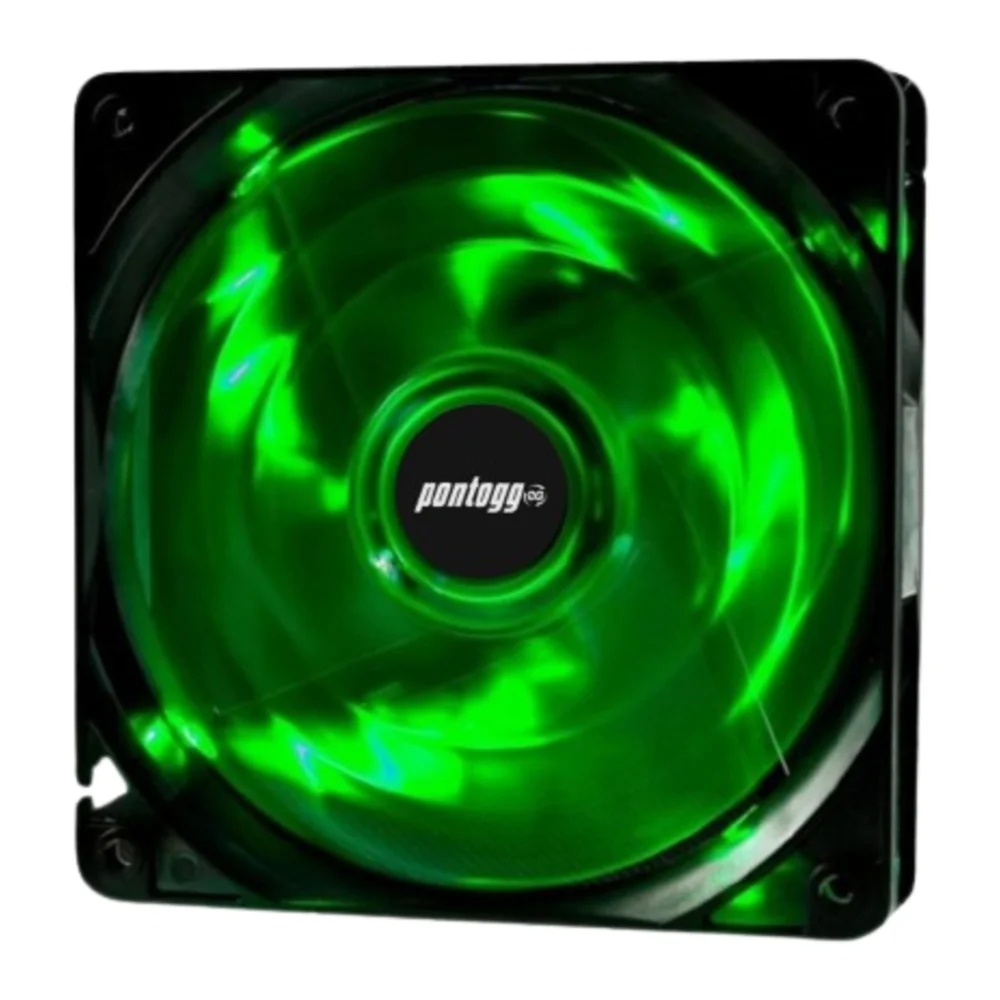 Kit 4 Cooler Fan Pontogg Basic Verde 4 LEDs Para Gabinete 120mm X 120mm 5