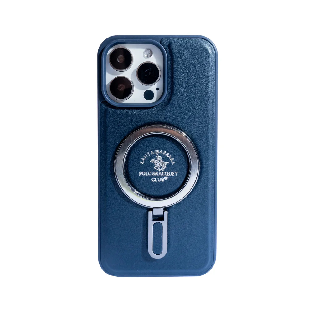 Imagem 1 de 1 do produto Capa De Telefone Polo Couro Compatível Com Iphone Cor:azul Escuro;modelo:ip 15 Promax.