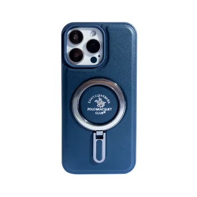 Capa De Telefone Polo Couro Compatível Com Iphone Cor:azul Escuro;modelo:ip 14 Promax.