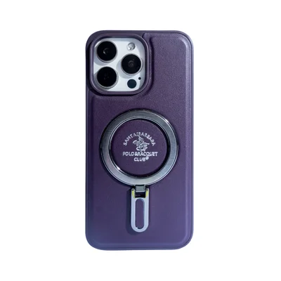 Capa De Telefone Polo Couro Compatível Com Iphone Cor:roxo Profundo;modelo:ip 15 Promax.