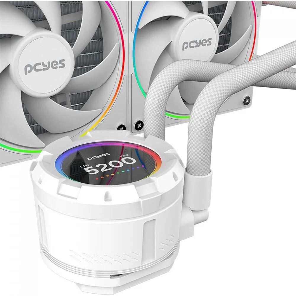 Imagem 3 de 5 do produto Water Cooler PCyes Vision 360mm White Ghost - Tela Lcd 2,1".