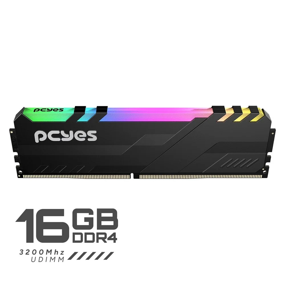 Imagem 2 de 5 do produto Memoria Gamer PCyes Udimm 16gb Ddr4 3200mhz Black Com RGB.