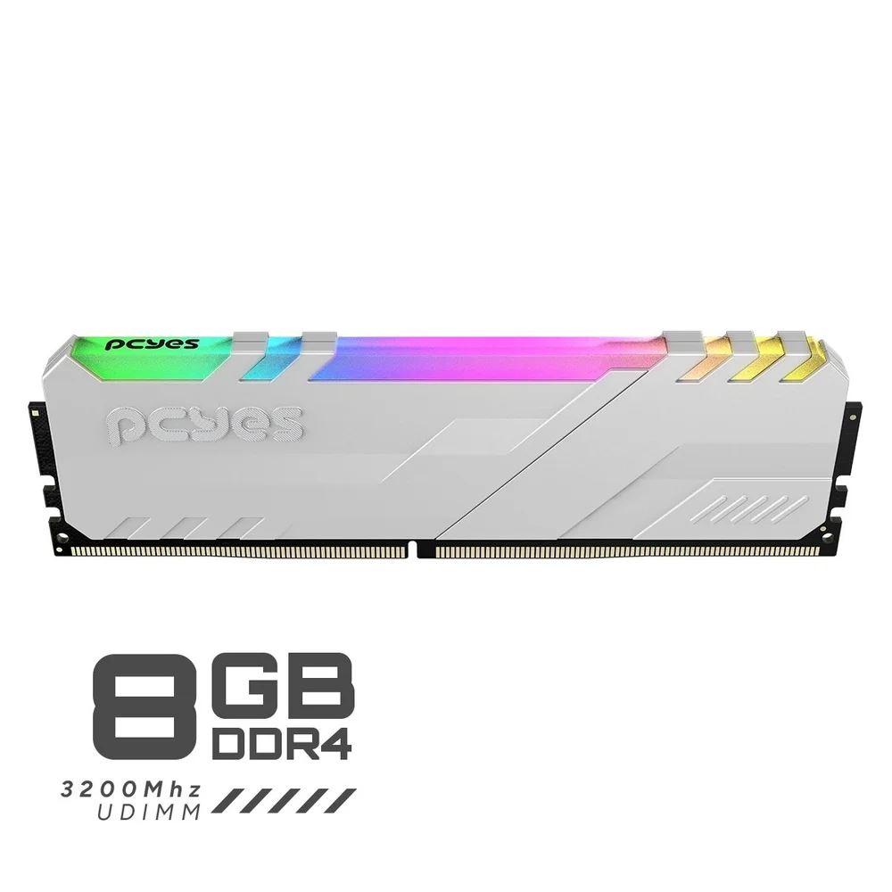 Memoria Gamer PCyes Udimm 8GB Ddr4 3200mhz White Com RGB Memoria Gamer PCyes Udimm 8GB Ddr4 3200mhz White Com RGB