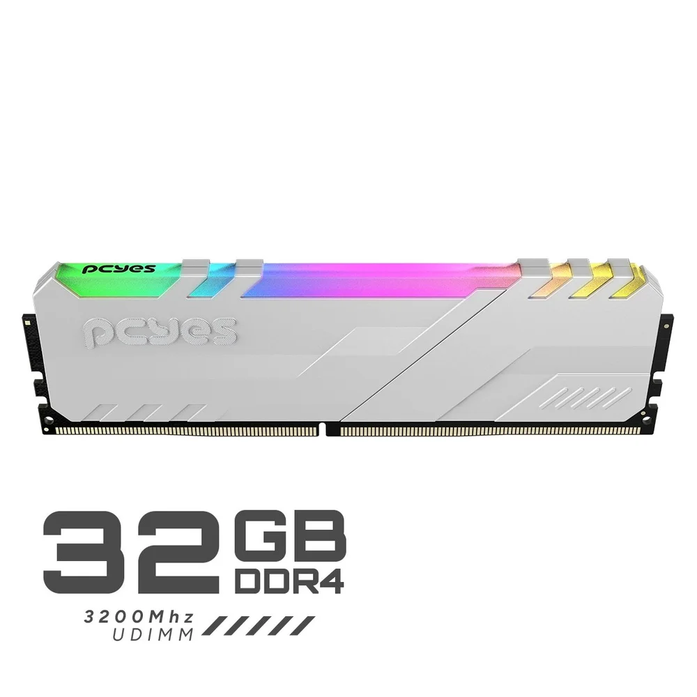 Imagem 2 de 5 do produto Memoria Gamer PCyes Udimm 32gb Ddr4 3200mhz White Com RGB