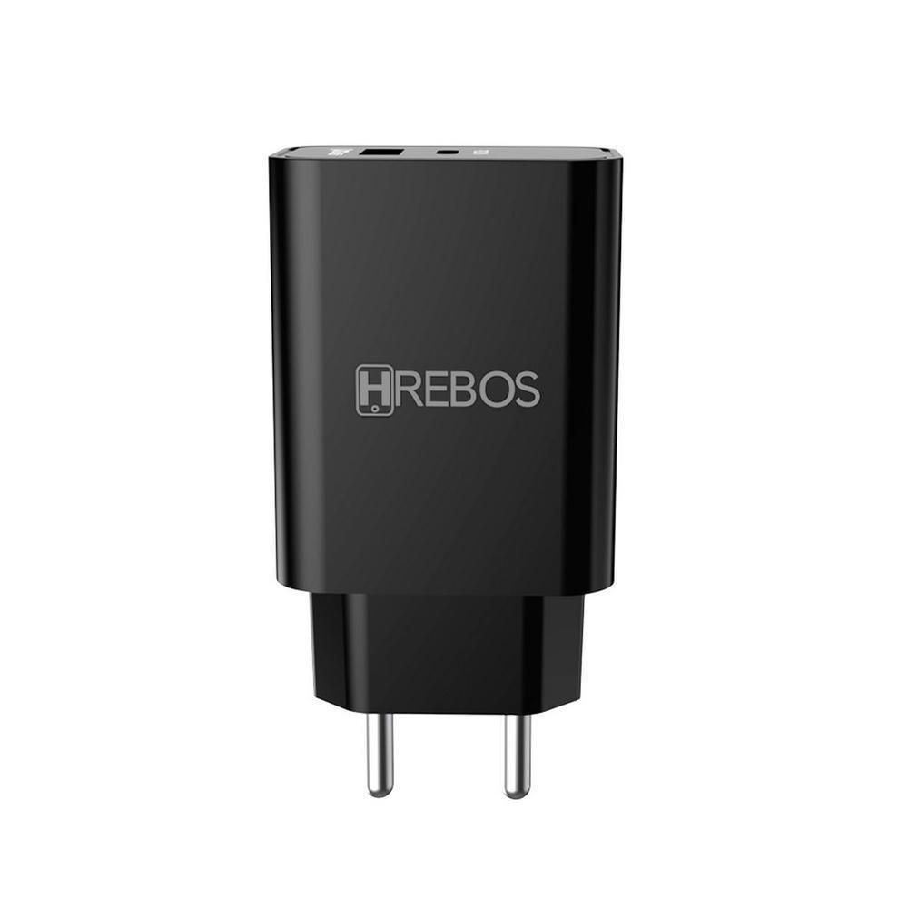 Imagem 1 de 5 do produto Carregador De Tomada Usb E Usb-c Para Câmeras De Ação - Hrebos Cor:preto