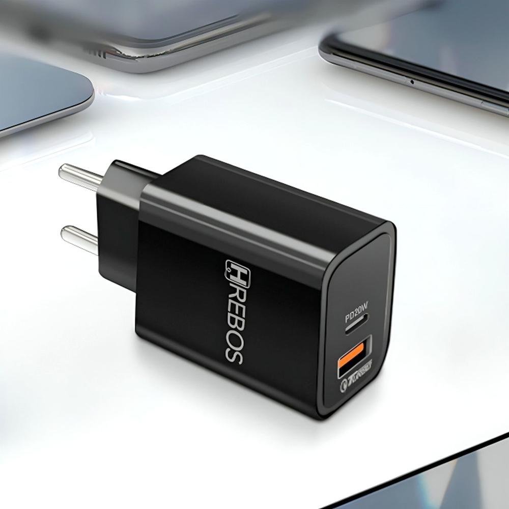 Imagem 5 de 5 do produto Carregador De Tomada Usb E Usb-c Para Câmeras De Ação - Hrebos Cor:preto