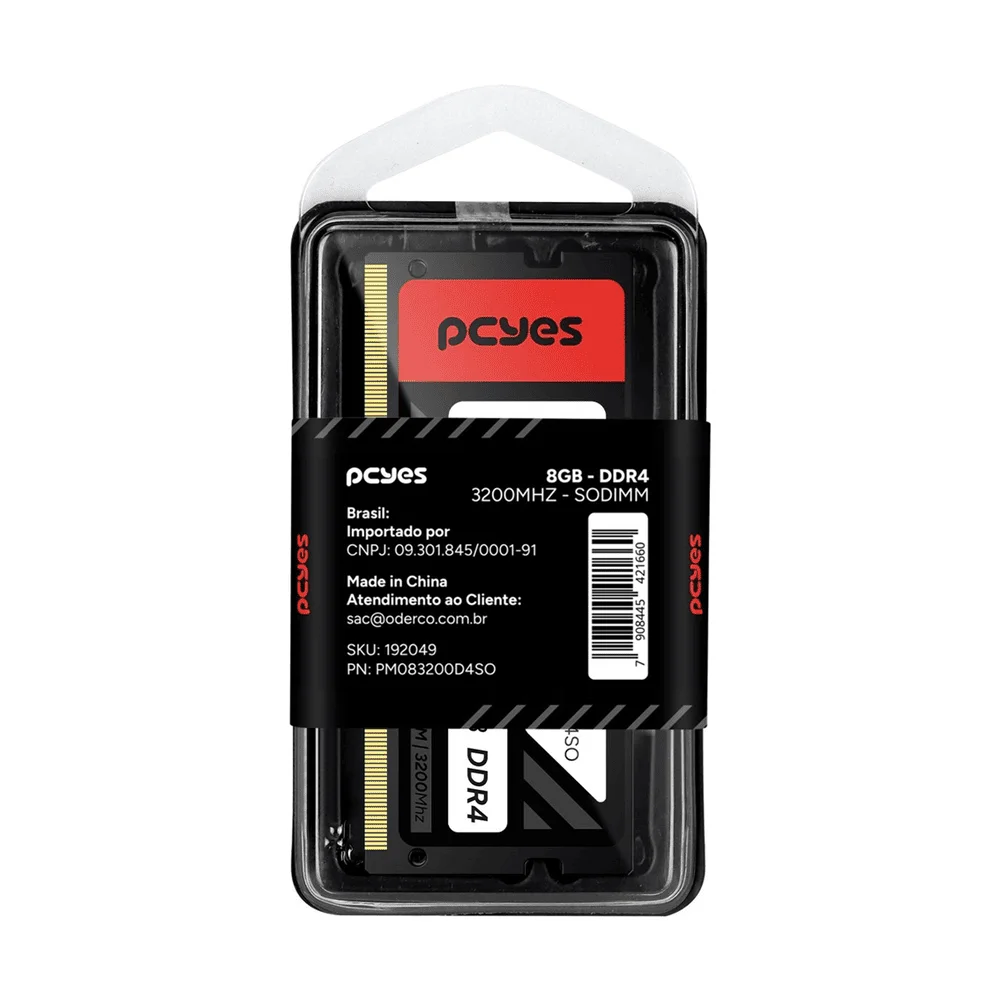 Imagem 5 de 5 do produto Memoria PCyes Sodimm 8GB Ddr4 3200mhz - Pm083200d4so.